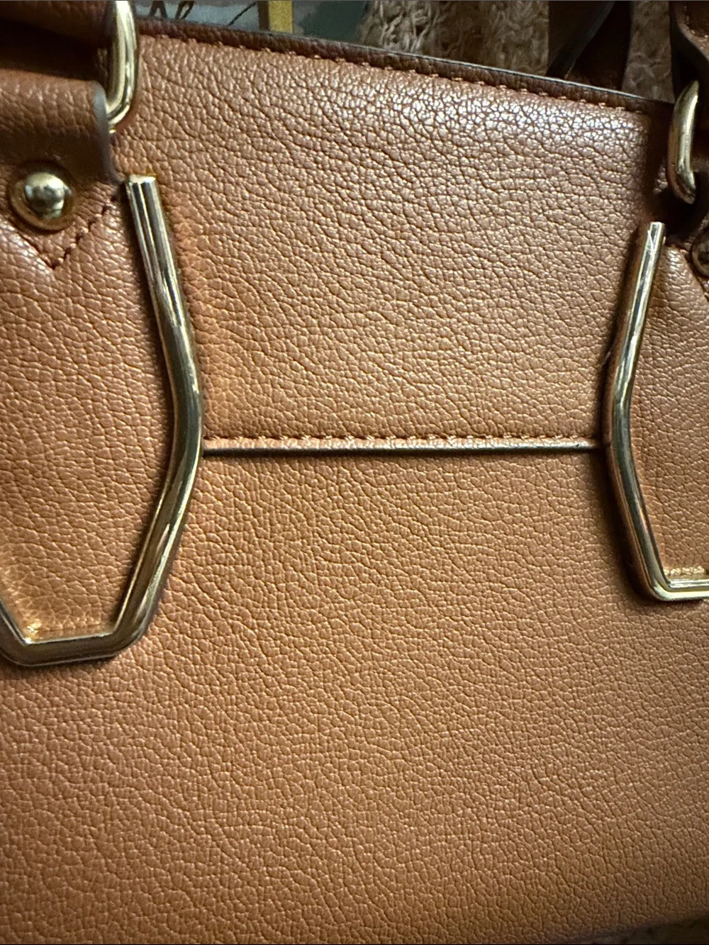 Classic Structured Women’s Satchel in Tan with Gold Hardware